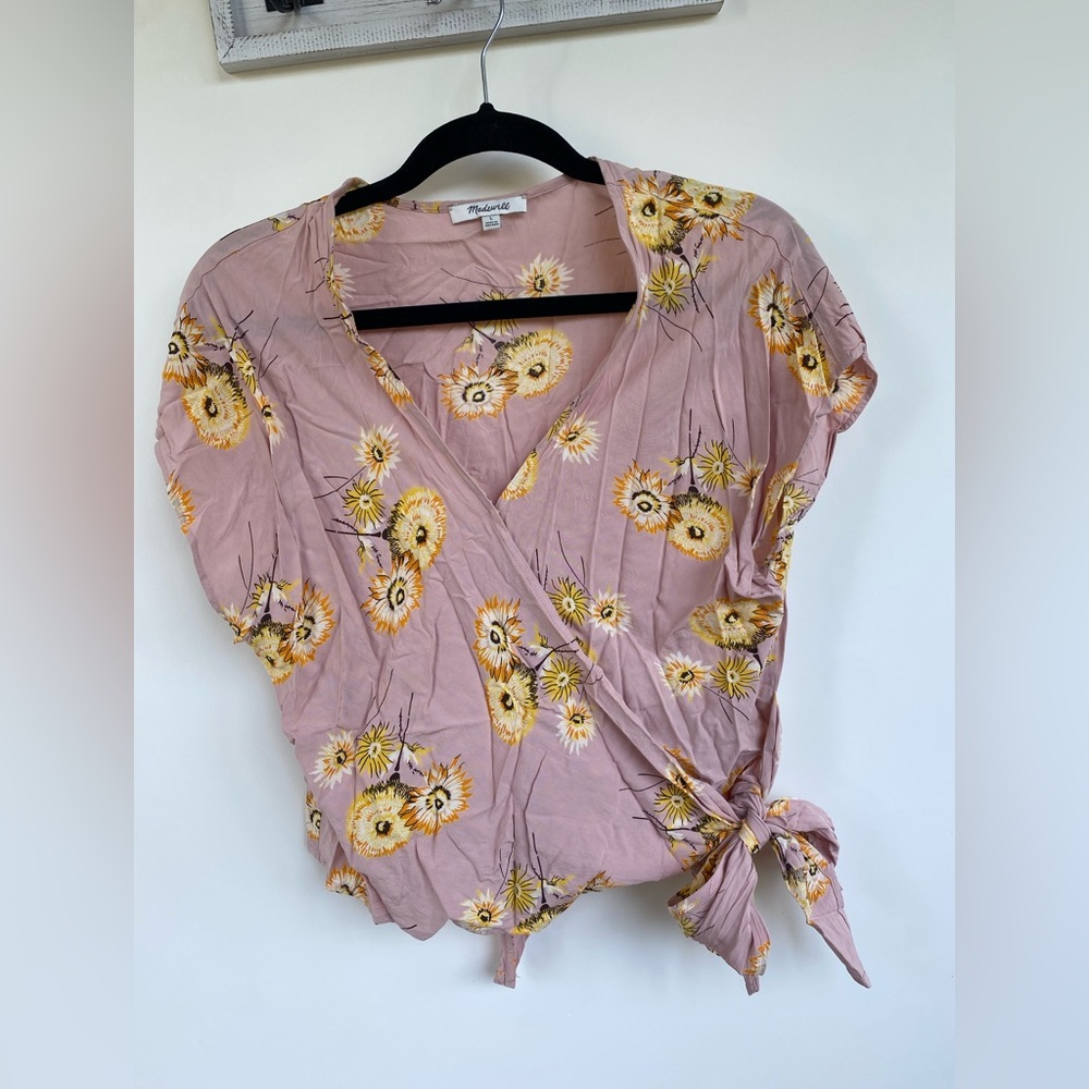 Madewell floral wrap shirt